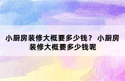 小厨房装修大概要多少钱？ 小厨房装修大概要多少钱呢